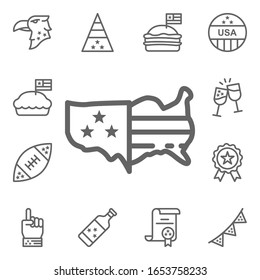 USA, map icon. 4th of July icons universal set for web and mobile