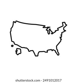 USA Map icon Black line art vector logo