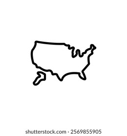 USA Map icon Black and white outline vector