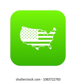 USA map icon digital green for any design isolated on white vector illustration