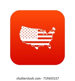 USA map icon digital red for any design isolated on white vector illustration