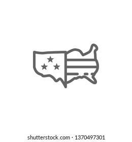 USA, map icon. Element of 4th of july icon. Thin line icon for website design and development, app development. Premium icon