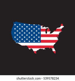 USA Map Icon. Usa Flag Background