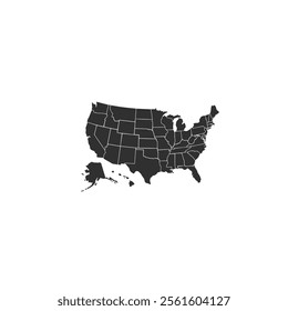 USA map icon flat vector design
