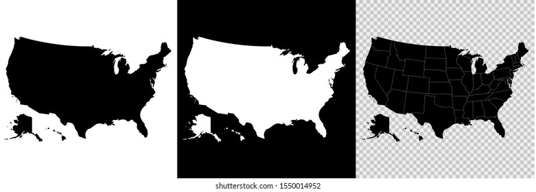 Usa map icon high detailed isolated vector illustration. Abstract concept graphic element. United States of America with isolated regions. EPS 10