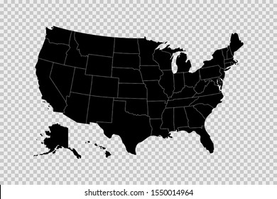 Usa map icon high detailed isolated vector illustration. Abstract concept graphic element. United States of America with isolated regions. EPS 10