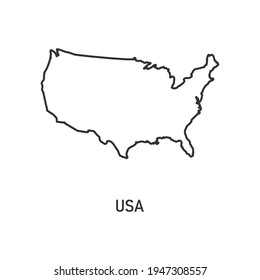 USA map icon isolated on white background. Vector illustration.