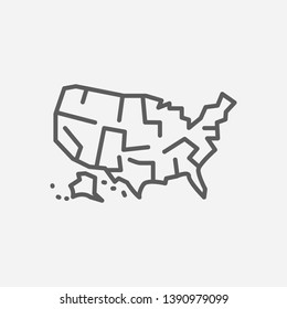 Usa Map Icon Line Symbol. Isolated Vector Illustration Of  Icon Sign Concept For Your Web Site Mobile App Logo UI Design.