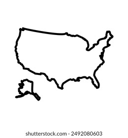 USA Map icon linear logo mark in black and white