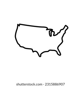 USA map icon. USA outline map. Simple icon for web design, typography. Vector illustration