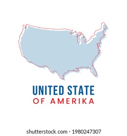 USA map icon, outline style. United states outline isolated on white background. USA drawing vector illustration