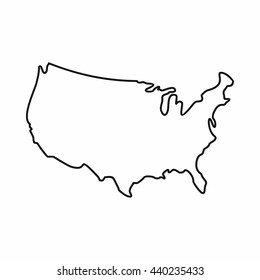 USA map icon, outline style. United states outline isolated on white background. USA drawing vector illustration