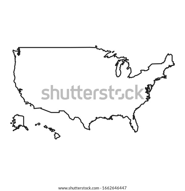 Usa Map Icon Outline Style United Stock Vector (Royalty Free) 1662646447