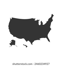 USA Map Icon Silhouette Illustration. United StatesVector Graphic Pictogram Symbol Clip Art. Doodle Sketch Black Sign.