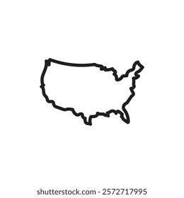 USA Map icon Simple thin outline
