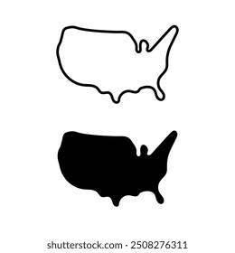 USA map icon vector editable stroke. United States of America border map flat silhouette and line icon set. EPS10