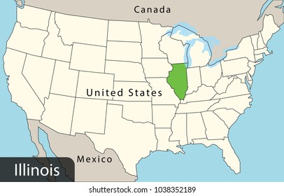 Usa Map Illinois Stock Vector (Royalty Free) 1038352189