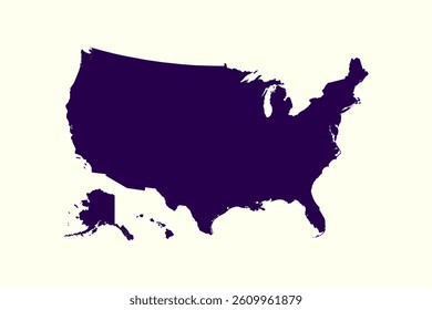 USA map illustration, isolated on white background for website layouts, background, education, precise, customizable, Travel worldwide, map silhouette