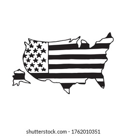 USA map Independence day. 4th July