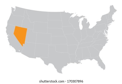 USA map with the indication of State of Nevada