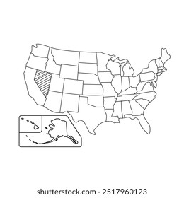 USA map infographic line art . United States of America. Global business marketing concept. World transportation data. Economic statistic template.