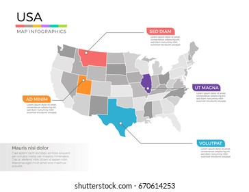 Usa Map Infographic Vector Template Regions Stock Vector (Royalty Free ...