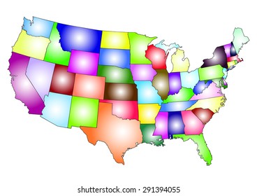 USA map infographics. Colorful map of  USA states on white backgroun. Vector illustration