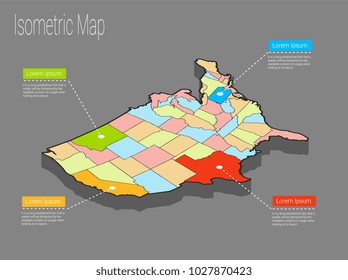 USA map infographics vector template with regions and pointer marks