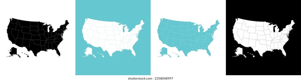 USA map with isolated federal states. USA political and physical map. Untied states of America. US map im a few clolors. Vector