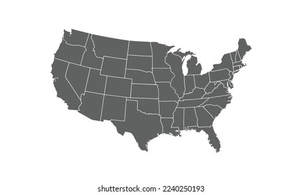 USA map isolated on white background.for annual infographics report website layout