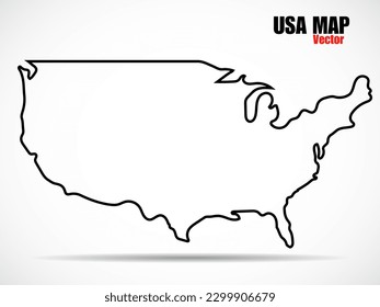 USA map isolated on white background. Outline USA map vector icon