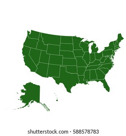 USA Map Isolated on White Background