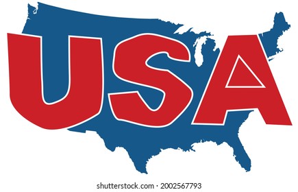 USA Map and Lettering Vector Graphic 
