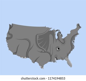 USA map like an elephant. All the objects, shadows and background are in different layers. 