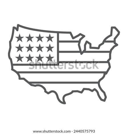 USA map line icon, outline style icon for web site or mobile app, election and politics, country America vector icon, simple vector illustration, vector graphics.