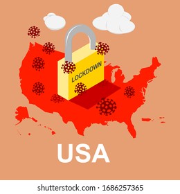Bloqueo de mapa de EE.UU. hacia abajo vector de ilustración isométrica| EPS10