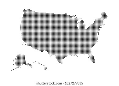 USA map made by dots and points. Dotty map of United State of America. Vector illustration.