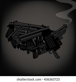 USA map made up of guns. EPS 10 vector