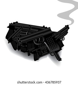 USA map made up of guns. United States of America covered in guns. March for our lives against gun violence and school shootings. EPS 10 vector.