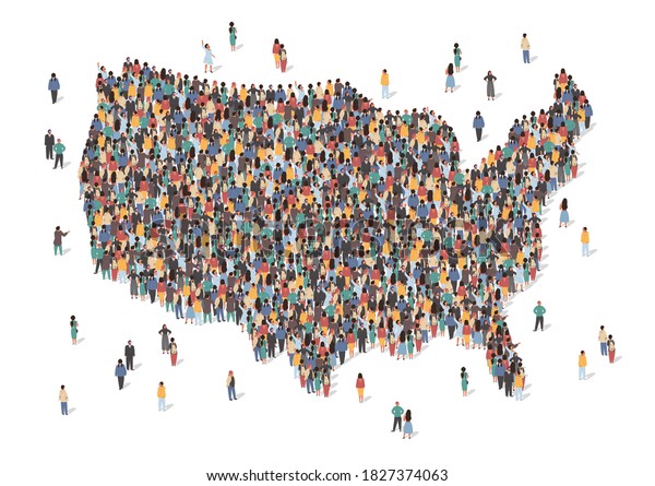 Usa Map Made Many People Large Stock Vector (Royalty Free) 1827374063