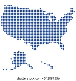 USA Map Made Of Round Blue Dots. Original Abstract Vector Illustration For Your Design.