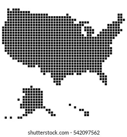 USA map made of square dots, dashes. Original abstract vector illustration for your design.