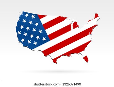 USA map modern flag map background