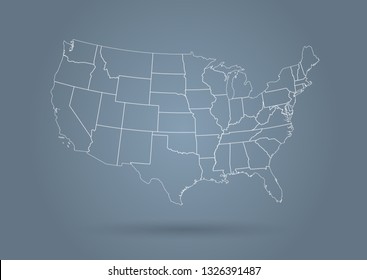 Usa Map Modern Outline Style Grey Stock Vector (Royalty Free ...