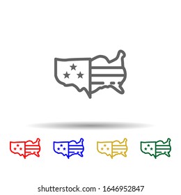 Usa, map multi color style icon. Simple thin line, outline vector of 4th of july icons for ui and ux, website or mobile application