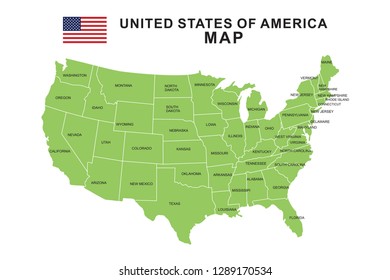 USA MAP WITH NAME OF COUNTRIES,UNITED STATES OF AMERICA MAP, US MAP flat illustration vector