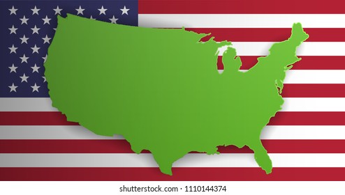 USA map and national flag vector icon. Happy 4th of July concept.