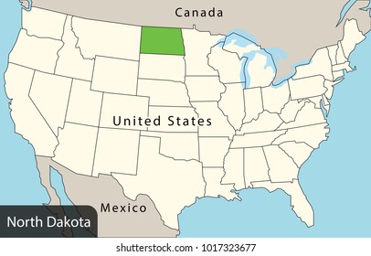 Usa Map North Dakota Stock Vector Royalty Free 1017323677 Shutterstock Usa Map North Dakota 260nw 1017323677