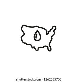 USA map with oil drop line icon. Development, map, country. Oil industry concept. Vector illustration can be used for topics like business, development, mining, manufacturing