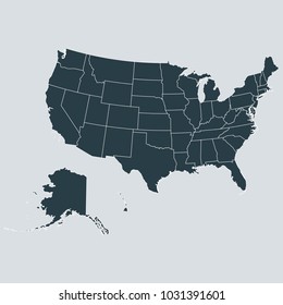 USA map on gray background vector,  USA Map Outline Shape Gray on White Vector Illustration,
High detailed Gray illustration map USA.